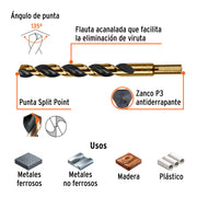 Broca HSS 1/2' Trugold para metal, TRUPER EXPERT