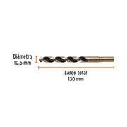 Broca HSS 10.5 mm Trugold para metal, TRUPER EXPERT