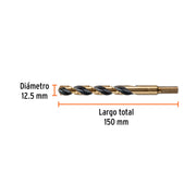 Broca HSS 12.5 mm Trugold para metal, TRUPER EXPERT