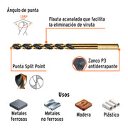 Broca HSS 13/64' Trugold para metal, TRUPER EXPERT