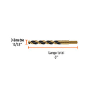 Broca HSS 15/32' Trugold para metal, TRUPER EXPERT