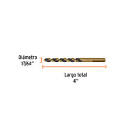 Broca HSS 17/64' Trugold para metal, TRUPER EXPERT