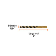 Broca HSS 19/64' Trugold para metal, TRUPER EXPERT