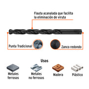 Broca HSS 23/64' Trublack para metal, TRUPER
