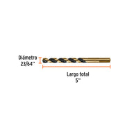 Broca HSS 23/64' Trugold para metal, TRUPER EXPERT