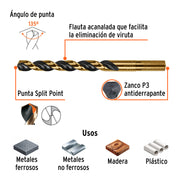 Broca HSS 25/64' Trugold para metal, TRUPER EXPERT