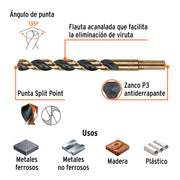 Broca HSS 29/64' Trugold para metal, TRUPER EXPERT