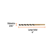 Broca HSS 3/16' Trugold para metal en blíster, EXPERT