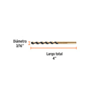 Broca HSS 3/16' Trugold para metal, TRUPER EXPERT