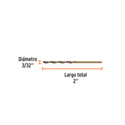 Broca HSS 3/32' Trugold para metal en blíster, EXPERT