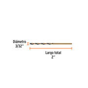 Broca HSS 3/32' Trugold para metal, TRUPER EXPERT