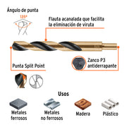 Broca HSS 3/4' Trugold para metal, TRUPER EXPERT