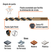 Broca HSS 3/8' Trugold para metal, TRUPER EXPERT