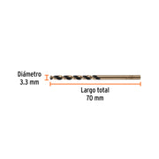 Broca HSS 3.3 mm Trugold para metal, TRUPER EXPERT