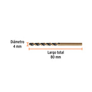 Broca HSS 4.0 mm Trugold para metal, TRUPER EXPERT