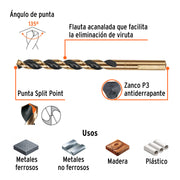Broca HSS 5/16' Trugold para metal en blíster, EXPERT