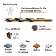 Broca HSS 5/8' Trugold para metal, TRUPER EXPERT