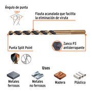 Broca HSS 7/32' Trugold para metal, TRUPER EXPERT