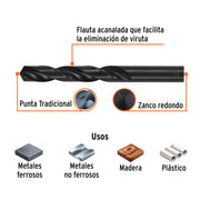 Broca HSS 7/8' Trublack para metal, TRUPER