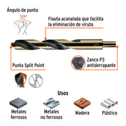 Broca HSS 7/8' Trugold para metal, TRUPER EXPERT