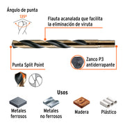 Broca HSS 9/16' Trugold para metal, TRUPER EXPERT