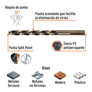 Broca HSS 9/32' Trugold para metal, TRUPER EXPERT
