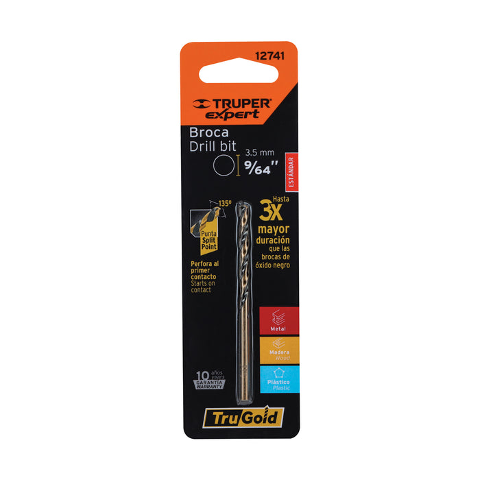 Broca HSS 9/64' Trugold para metal en blíster, EXPERT