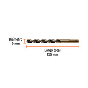 Broca HSS 9.0 mm Trugold para metal, TRUPER EXPERT