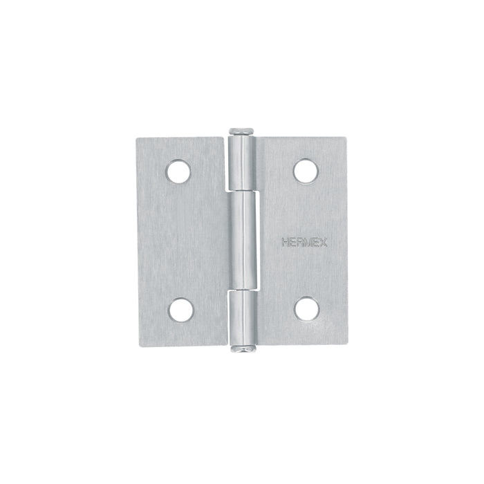 Bisagra cuadrada 2', acero satinado, cabeza plana, HERMEX