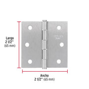 Bisagra cuadrada 2-1/2', satinado, cabeza plana, BASIC