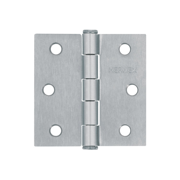 Bisagra cuadrada 2-1/2', acero satinado, cabeza plana HERMEX