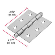 Bisagra cuadrada 2-1/2' acero inox, cabeza redonda, HERMEX