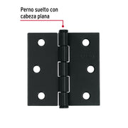 Bisagra cuadrada 2-1/2', acero negro mate, cabeza plana