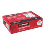 Bisagra cuadrada 3', satinado, cabeza redonda, HERMEX
