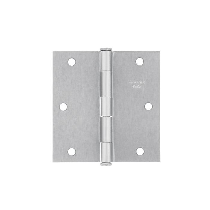 Bisagra cuadrada 3-1/2', acero satinado, cabeza plana, BASIC