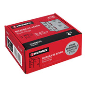 Bisagra cuadrada 4' acero inox, cabeza plana, HERMEX