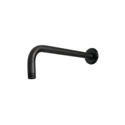 Brazo recto con chapetón para regadera, 30 cm, negro mate