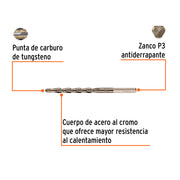 Broca para concreto de 1/4 x 4' en blíster, TRUPER