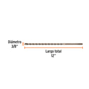 Broca para concreto de 3/8 x 12', TRUPER