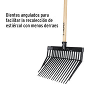 Bieldo para estiércol, 16 dientes, mango 54',cabeza plástica