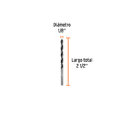 Broca con punta centradora para madera 1/8', TRUPER
