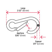 Bandola mosquetón de acero 1/4', FIERO