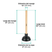 Bomba destapacaños para lavabo, 10 cm,KLINTEK