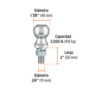 Bola de arrastre para remolque, 1-7/8', 2,000 lb, TRUPER