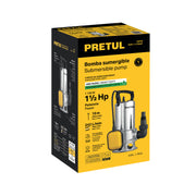Bomba sumergible acero inoxidable,agua sucia,1-1/2HP, PRETUL