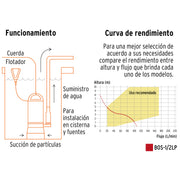 Bomba sumergible plástica, 1/2 HP para agua limpia, TRUPER