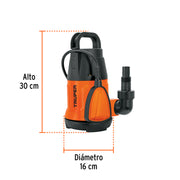 Bomba sumergible plástica, 1/2 HP para agua limpia, TRUPER