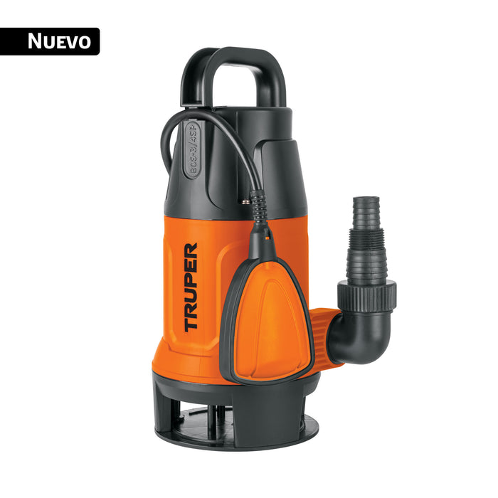 Bomba sumergible plástica, 3/4 HP para agua sucia, TRUPER