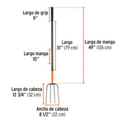 Bieldo para paja, 4 dientes, mango largo de acero 48' TRUPER