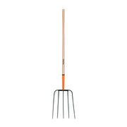 Bieldo para paja, 5 dientes, mango largo 48', cabeza grande